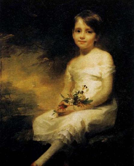 RAEBURN, Sir Henry Young Girl Holding Flowers oil painting image